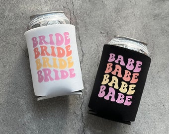 Bride and Babe Retro Bachelorette Party Can Coolers