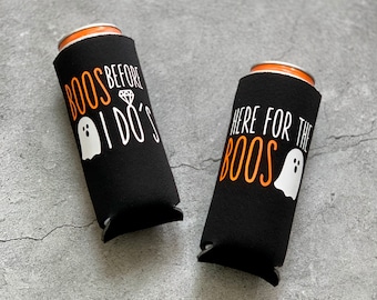 Halloween Bachelorette Boos Before I Do's and Here for the Boos Slim Seltzer Can Coolers