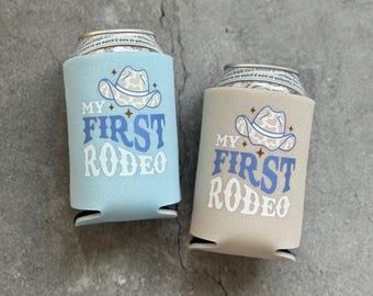 First Rodeo Boys First 1st Birthday Can Coolers Cowboy