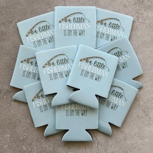 A Little Fisherman Is On the Way Baby Boy Shower Can Coolers image 9