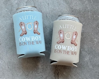 A Little Cowboy Is On the Way Baby Boy Shower Can Coolers