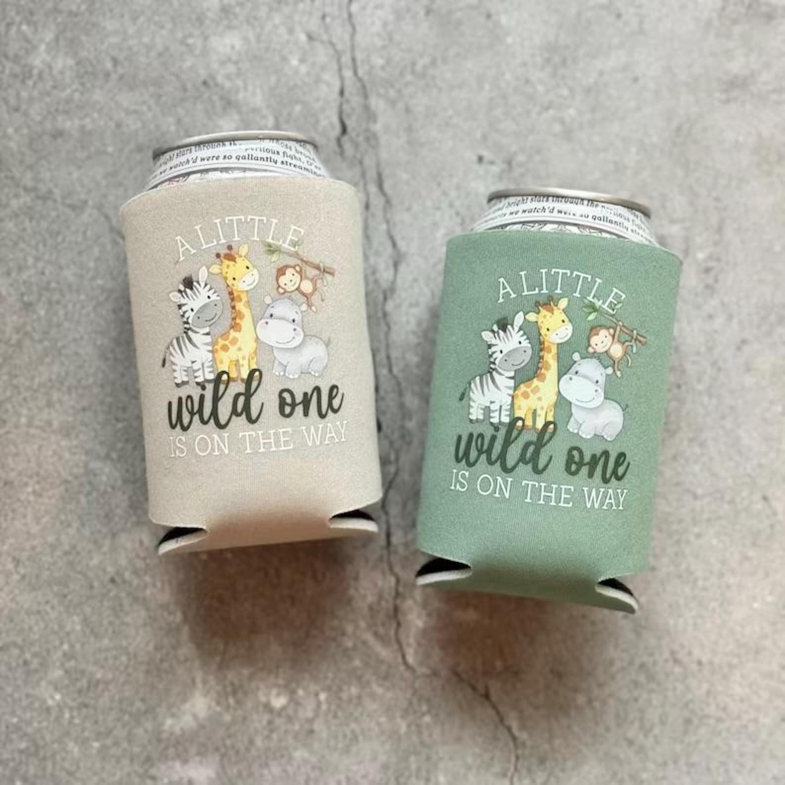 A Little Wild One is on the Way Baby Shower Can Coolers Safari Animal ...
