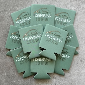 A Little Fisherman Is On the Way Baby Boy Shower Can Coolers image 7