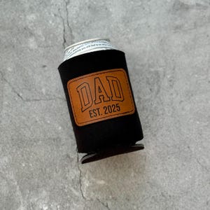 Dad Est Faux Leather Patch Can Cooler Father’s Day Gift