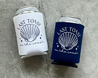 Last Toast on the Coast Seashell Bachelorette Can Coolers