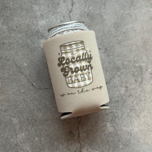A Locally Grown is On The Way Baby Shower Can Coolers Mason Jar Gingham