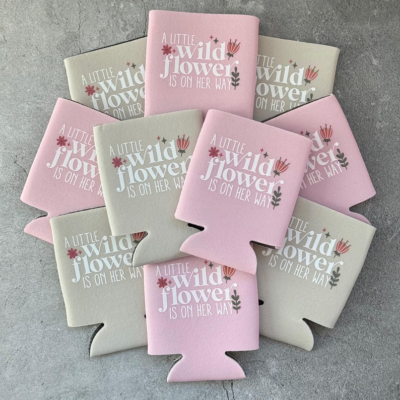 A Little Wildflower is On Her Way Baby Girl Shower Can Coolers