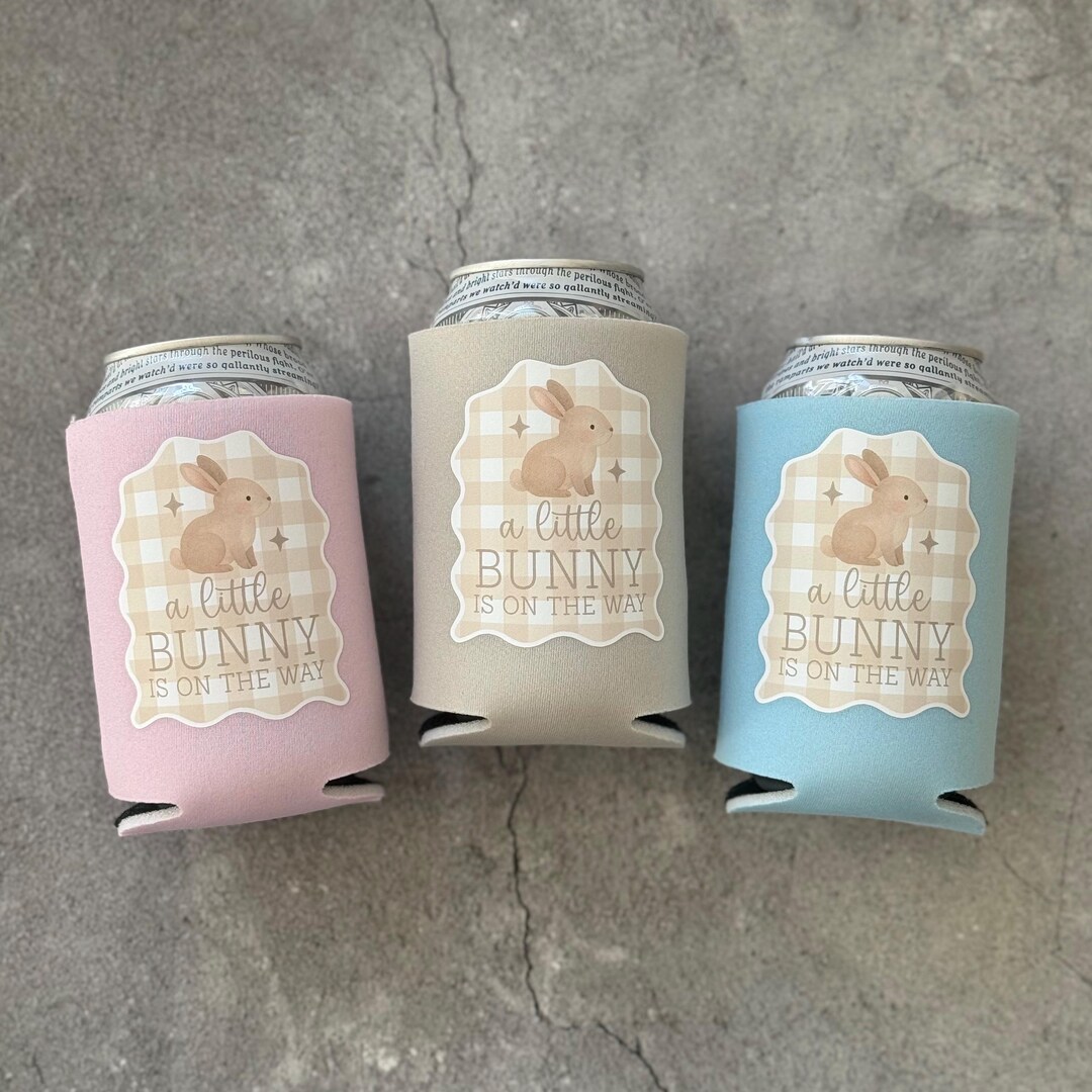 A Little Bunny is on the Way Baby Shower Can Coolers Rabbit - Etsy