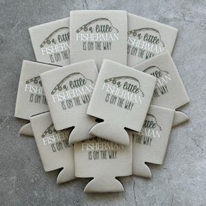 A Little Fisherman Is On the Way Baby Boy Shower Can Coolers image 8