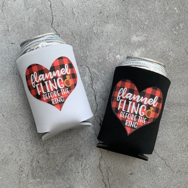 Flannel Fling Before the Ring Bachelorette Party Beer Can Coolers