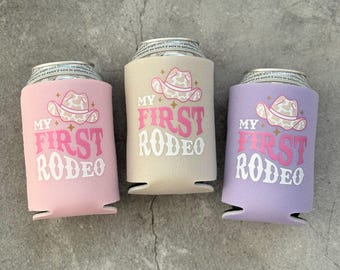 Enfriadores de latas para el primer cumpleaños de las primeras chicas del rodeo Vaquera