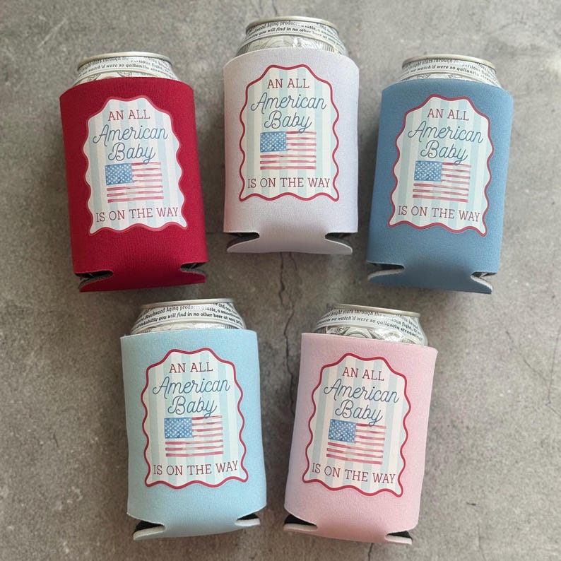 An All American Baby is on the Way Baby Shower Can Coolers USA America ...