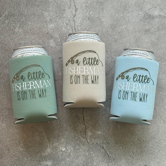 A Little Fisherman Is On the Way Baby Boy Shower Can Coolers