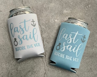 Last Sail Before the Veil Bachelorette Party Beer Can Coolers