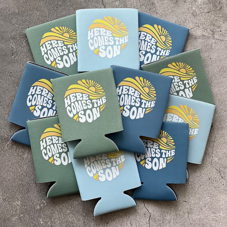 Here Comes the Son Baby Boy Shower Can Coolers