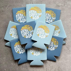 Here Comes the Son Baby Boy Shower Can Coolers
