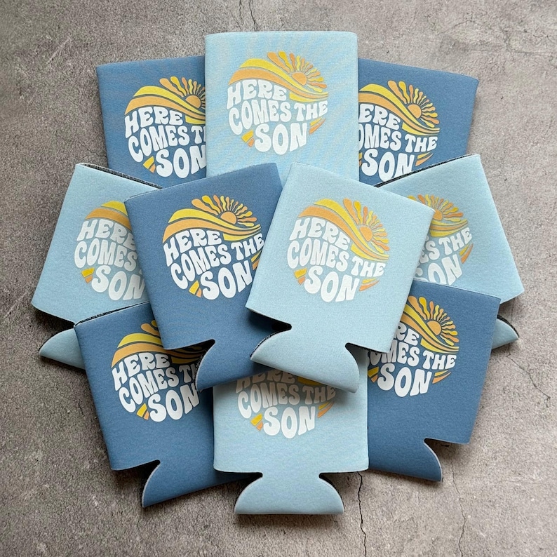 Here Comes the Son Baby Boy Shower Can Coolers