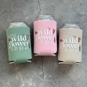 A Little Wildflower is On Her Way Baby Girl Shower Can Coolers