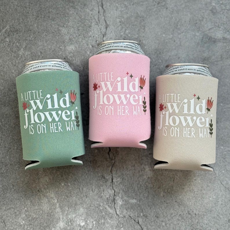 A Little Wildflower is On Her Way Baby Girl Shower Can Coolers