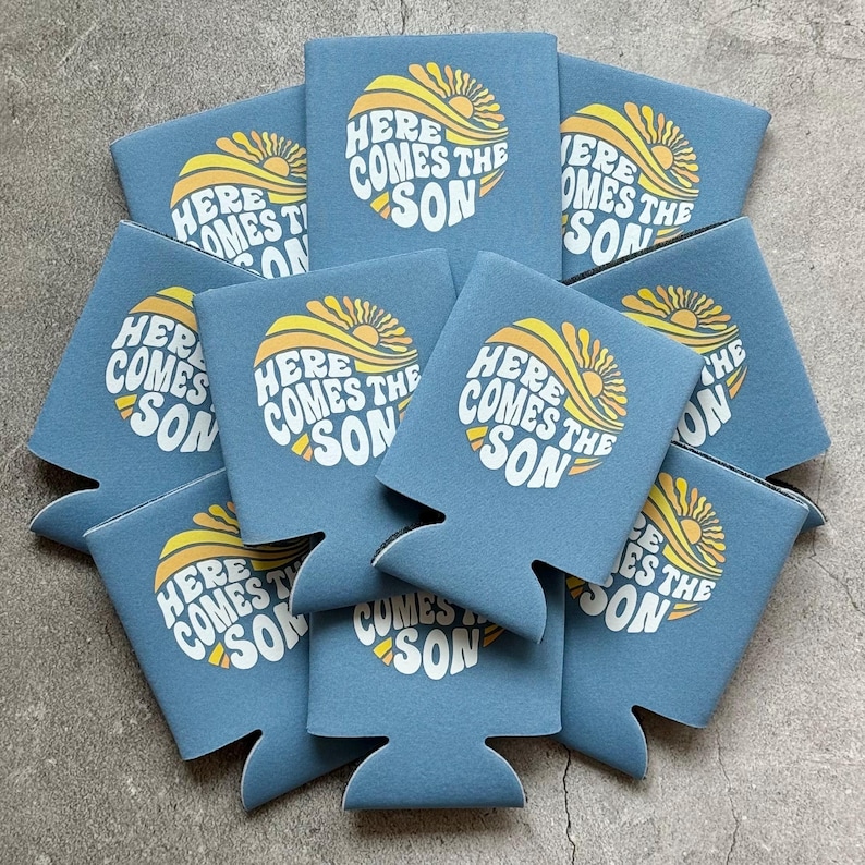 Here Comes the Son Baby Boy Shower Can Coolers
