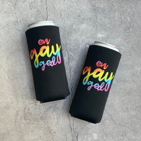 Set of EnGAYged Gay Pride Slim Can Coolers