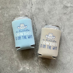 A Little Cowboy Is On the Way Baby Boy Shower Can Coolers