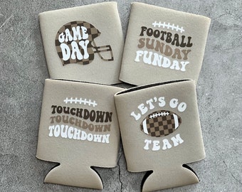 Retro Checkered Football Let's Go Team Game Day Touchdown Sunday Funday Can Coolers