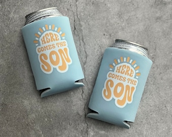 Here Comes the Son Baby Boy Shower Can Coolers