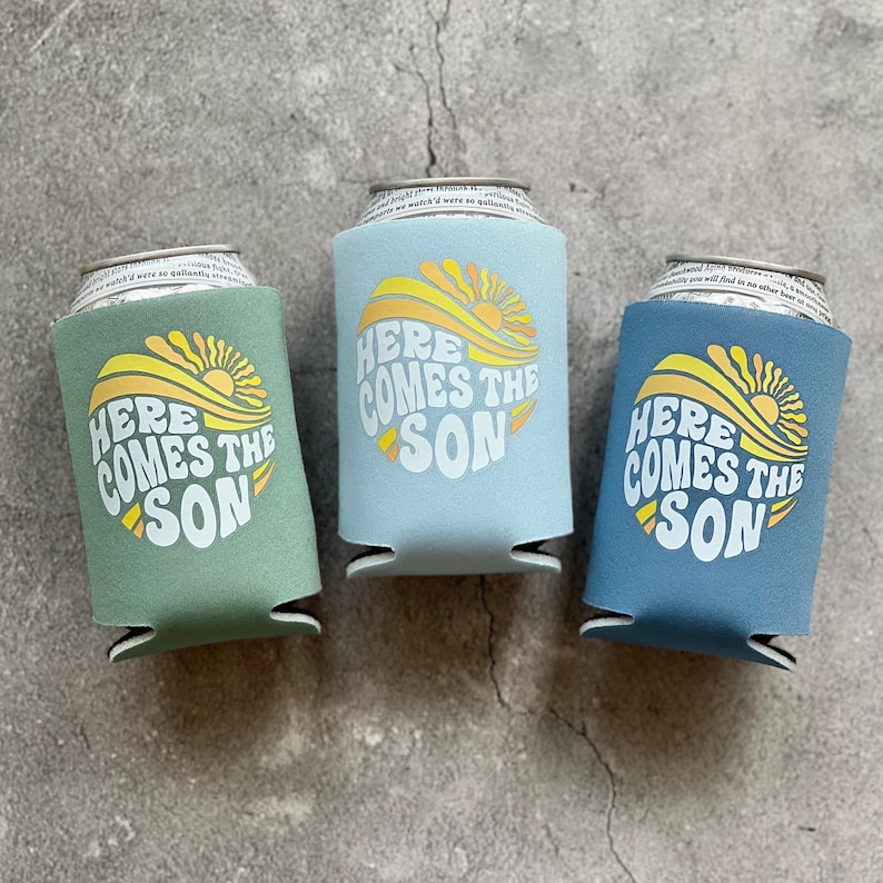 Here Comes the Son Baby Boy Shower Can Coolers