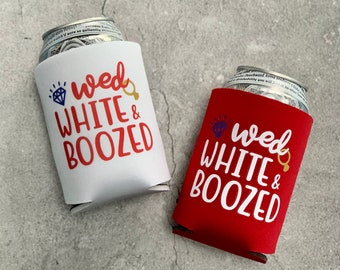 Wed White & Boozed Bachelorette Party Can Coolers 4th of July