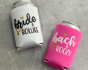 Bride and Boujee, Bach and Boozy Bachelorette Party Beer Can Coolers