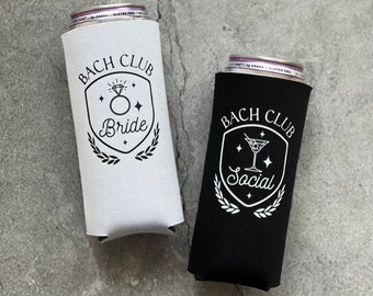 Bach Club Bride and Bach Club Social Country Club Bachelorette Party Slim Can Coolers