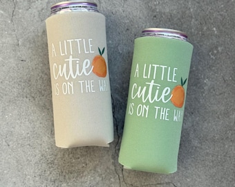 A Little Cutie Is On the Way Baby Shower Slim Can Coolers