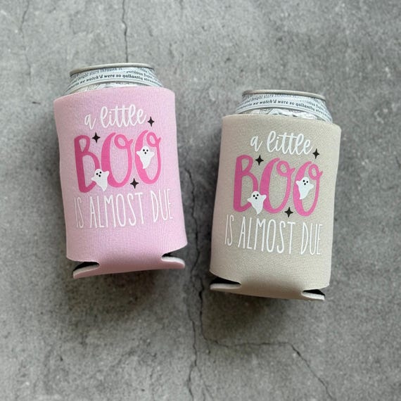 A Little Boo is Almost Due October Fall Halloween Baby Shower Party Favor Can Coolers