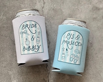 PJs and Prosecco Bride and Bubbly Bachelorette Can Coolers