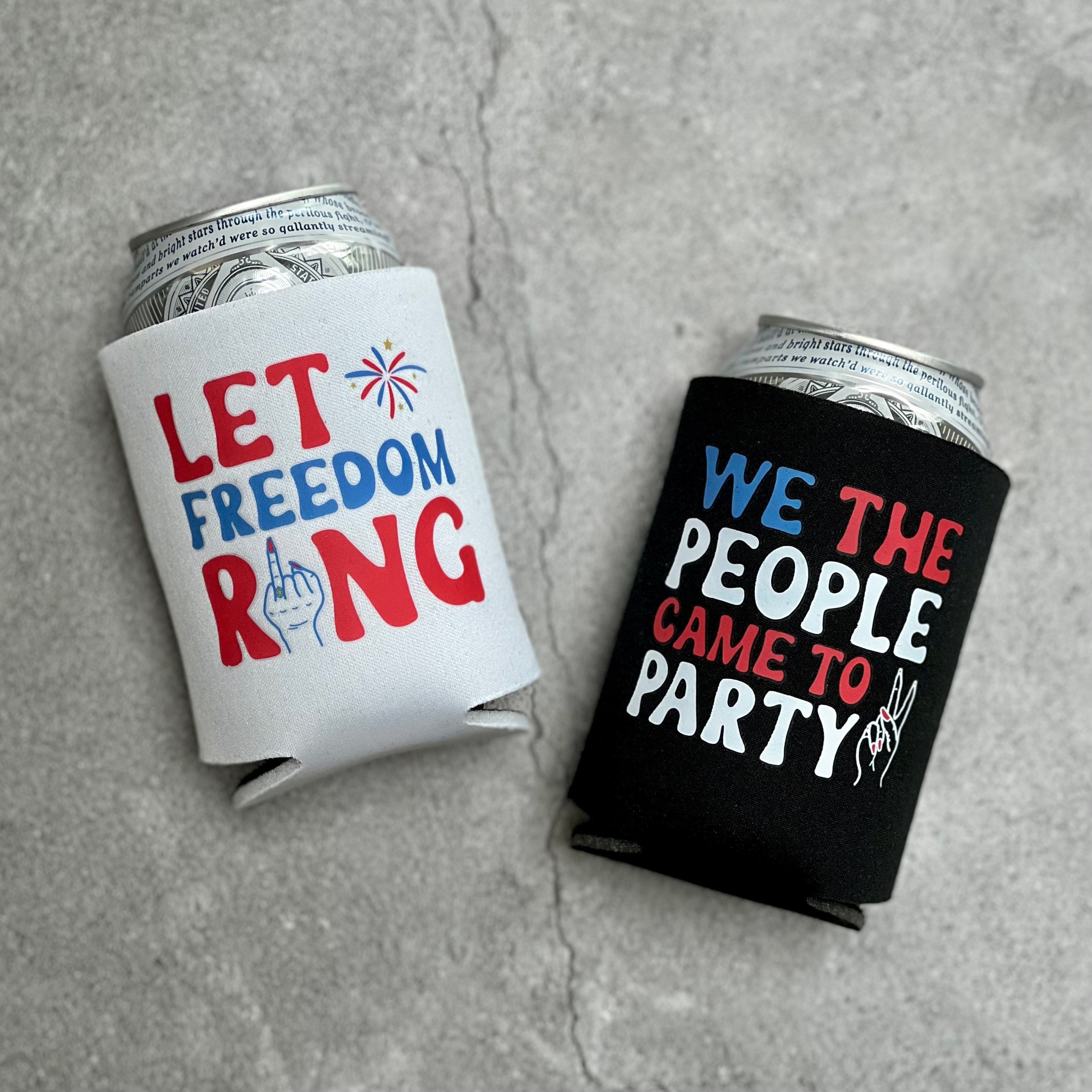 HOUSE OF PARTY 4th of July Can Koozies | 6PCS Beer Can Coolers Sleeves Bulk  for Soda Drink Bottles | Red White Blue Patriotic Fourth of July Can