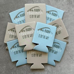 A Little Fisherman Is On the Way Baby Boy Shower Can Coolers image 5