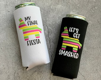 Final Fiesta Let's Get Smashed Pinata Bachelorette Party Slim Can Coolers
