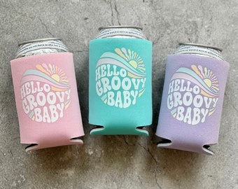 Hello Groovy Baby Reto Baby Girl Shower Can Coolers