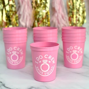Pink I Do Crew Bride Squad Bachelorette Party Stadium Cups