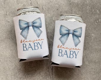 Blue Jean Baby Denim Baby Bow Shower Can Coolers