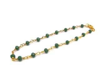 Bracelet pierres précieuses vert émeraude de Jade