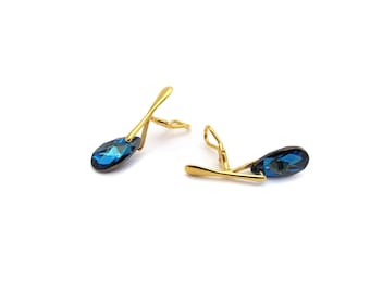 Boucles d'oreilles clip Swarovski® bleu bermuda