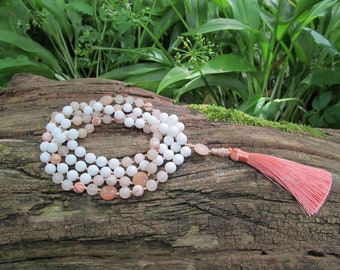 Mala necklace Peach