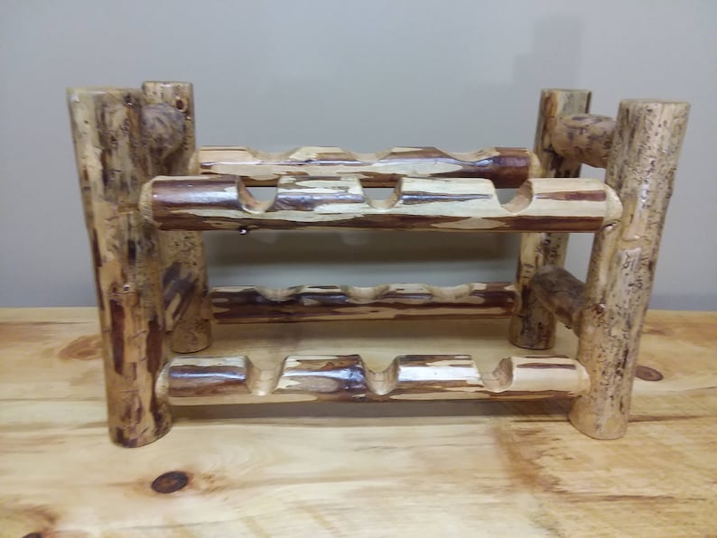 Log Wine Racklog Wine Bottle Holder Etsy