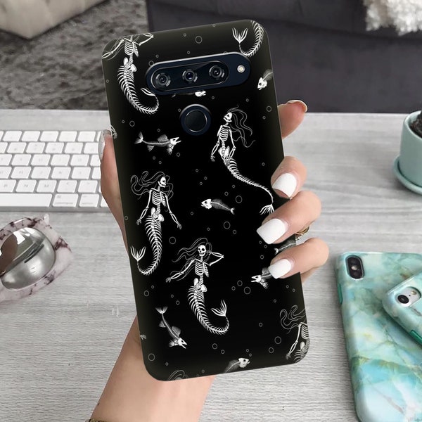 Lg case mermaid skeletons case velvet case v40 case v50 case g8 thinq case g7 fit case lg g6 plus case k10 2018 case k8 2017 case G8s case