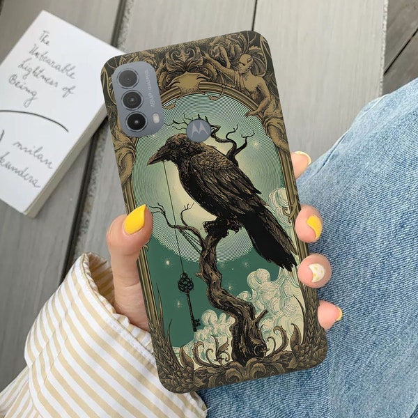 Black raven on a tree case Moto case g stylus case g power case g pure case one 5g edge 5g uw case raven case edge case g play case g fast