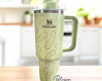 40oz Laser Engraved Pickle Tumbler With Handle, Lid, & Straw