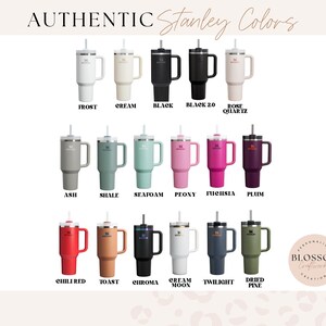 May include: A collection of seventeen insulated tumblers with handles and straws, arranged in three rows. Colors include Frost, Cream, Black, Black 2.0, Rose Quartz, Ash, Shale, Seafoam, Peony, Fuchsia, Plum, Chili Red, Toast, Chroma, Cream Moon, Twilight, and Dried Pine.