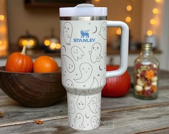 Laser Engraved Friendly Ghost Halloween Tumbler